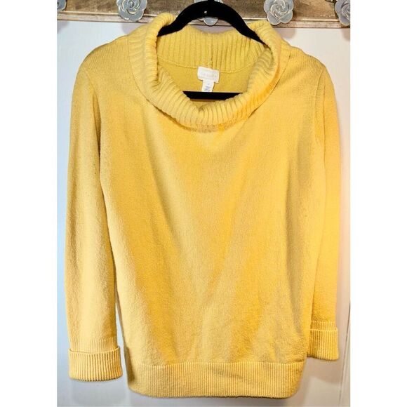 Nordstrom Caslon Yellow Ochre Funnel Neck oversized Cotton Sweater S: S - Picture 1 of 7